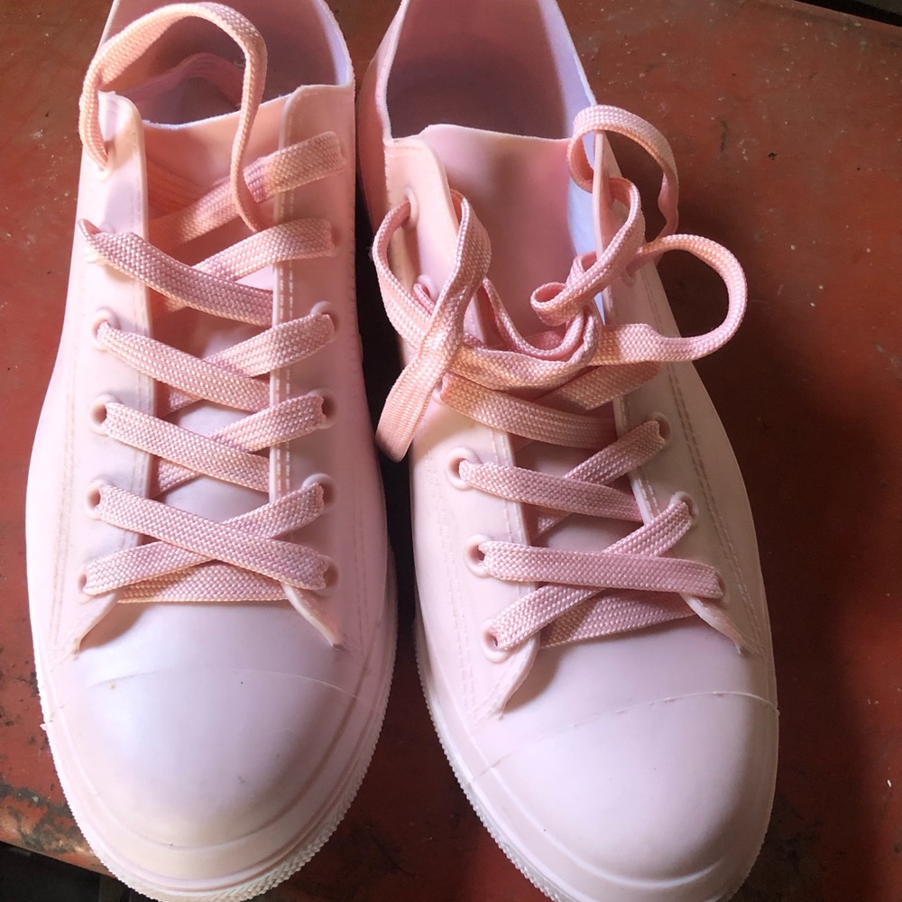 Rain|Waterproof Shoes w Lace Up Anti-Slip Garden 10Pink Short Rainy Summer